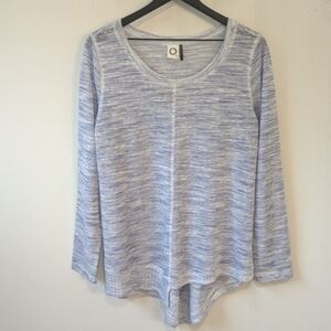 Anthropologie Akemi + Kin Blue White Heather Knit Asymmetric Top Medium